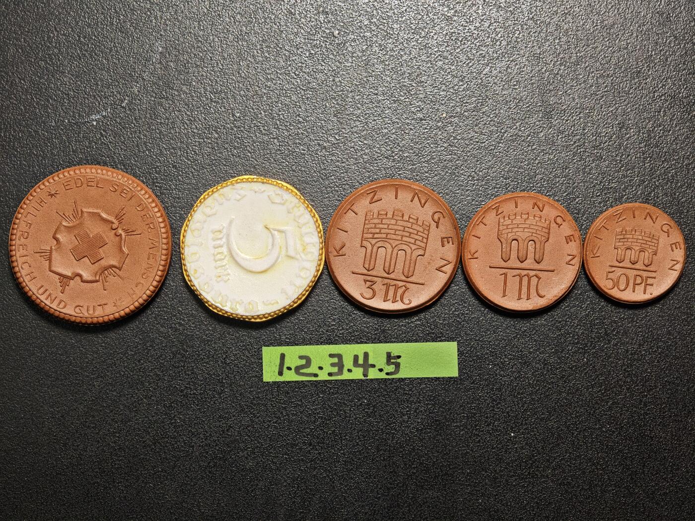 【德藏】世界币章拍卖第162期（拍品征集中~欢迎藏友联系） 5枚一组 德国陶瓷比4枚 及 陶瓷章1枚 详细尺寸请看拍品介绍