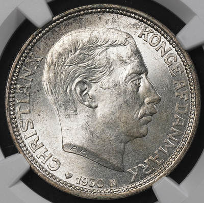 修遠堂世界钱币第101期 - NGC MS65 1930年丹麦国王60大寿纪念2克朗银币