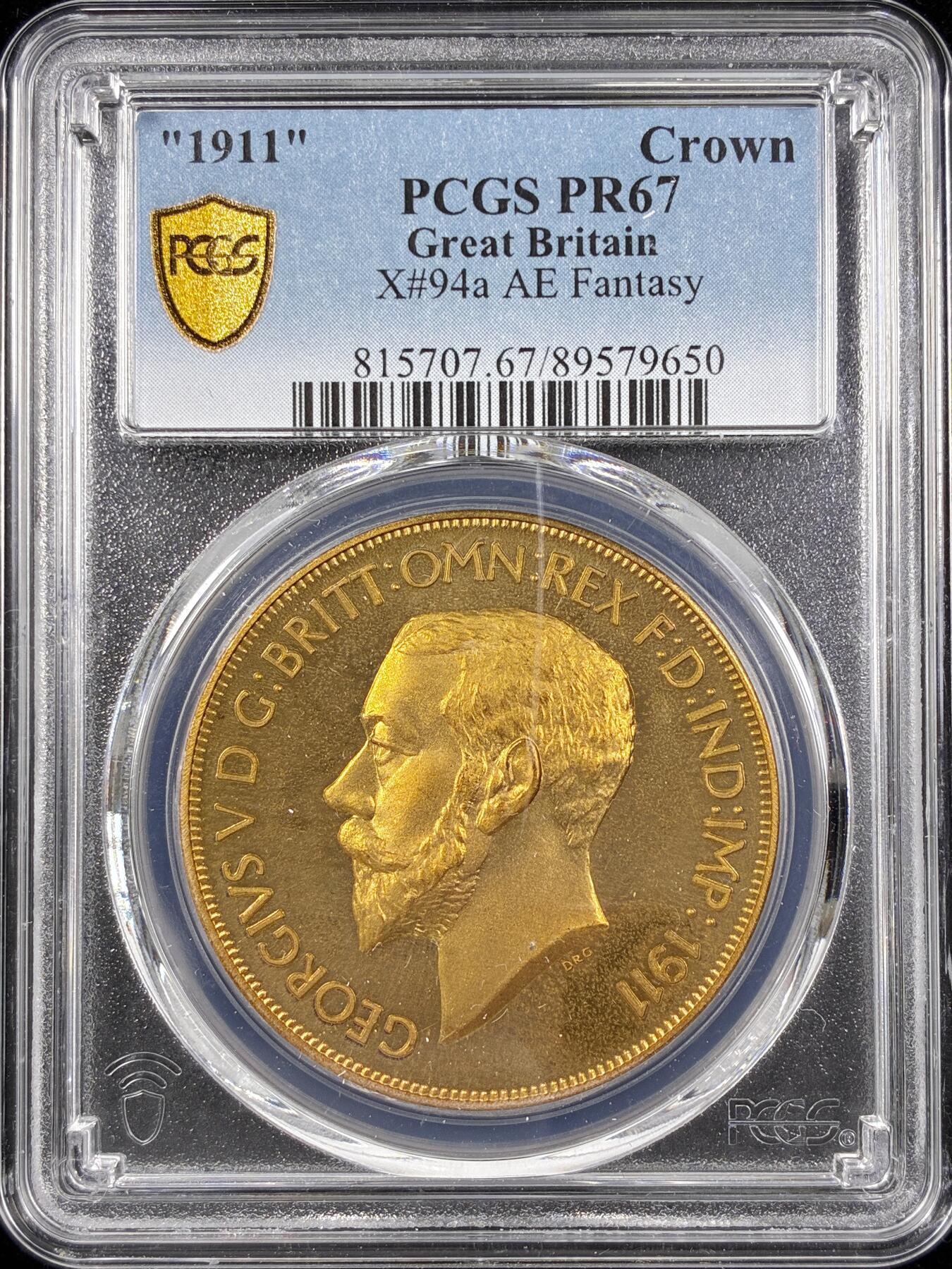 【雨安】【直播拍卖】【第0124期-评级币章】2026-01-17 周六 19:30 [评级欧洲] Great Britain 英国 1克朗 1911年 乔治五世 X#94a 精制 PCGS-PR67 精制币