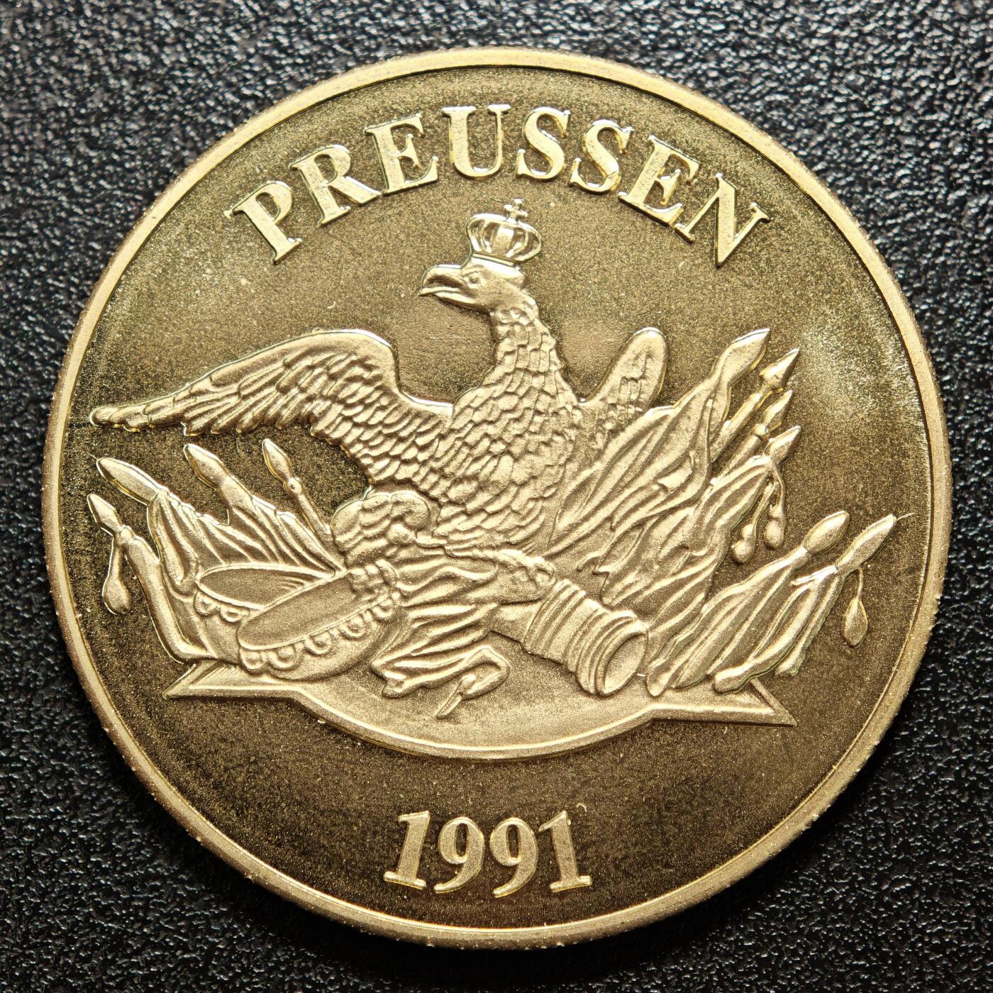 【德藏】世界币章拍卖第162期（拍品征集中~欢迎藏友联系） 1991年 德国普鲁士西非殖民地镀金纪念章 直径约：40.1mm；重约：27.2g