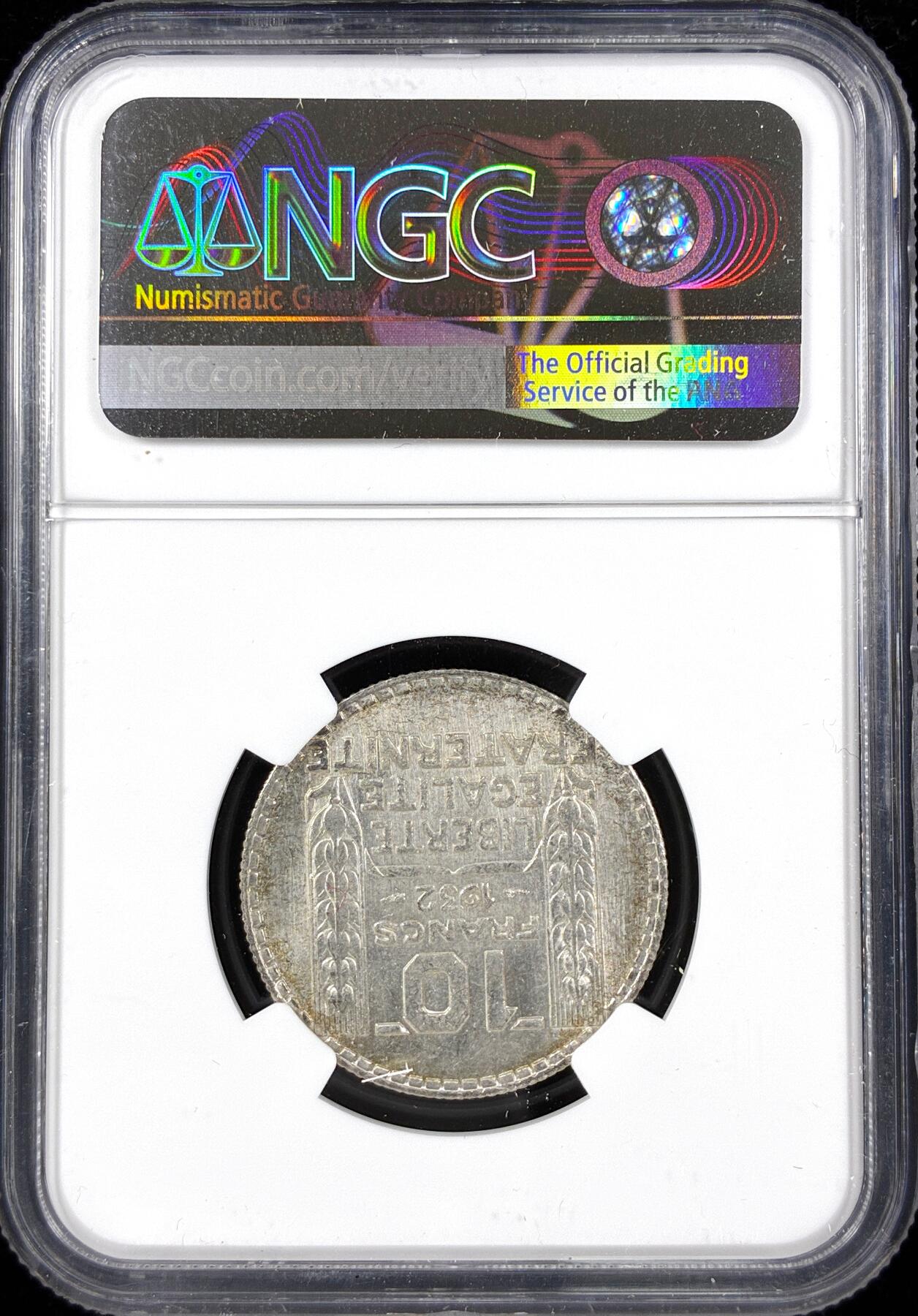 【雨安】【直播拍卖】【第0124期-评级币章】2026-01-17 周六 19:30 [评级法国] France 法国 10法郎 KM#0878 桂冠女神  [10.00 g.,  0.680 Silver] 1932年  NGC-MS63