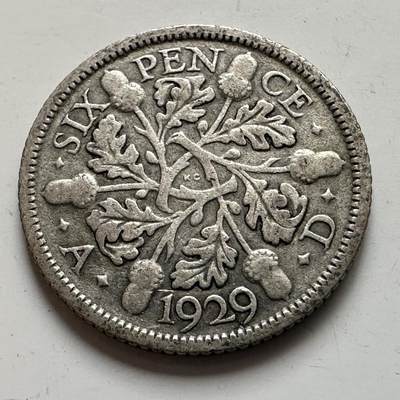 🌹外币初藏🌹🐯2026年第8场  每周二四六晚8️⃣点 接代拍 - 英国1929年6便士银币 2.8克50%银