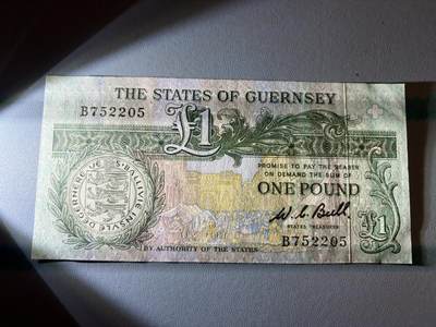 咖啡豆•收藏 2026年Jan_21th世界各国纸币拍卖 - 根西岛 1980-89年 1镑 全新UNC 外国纸币