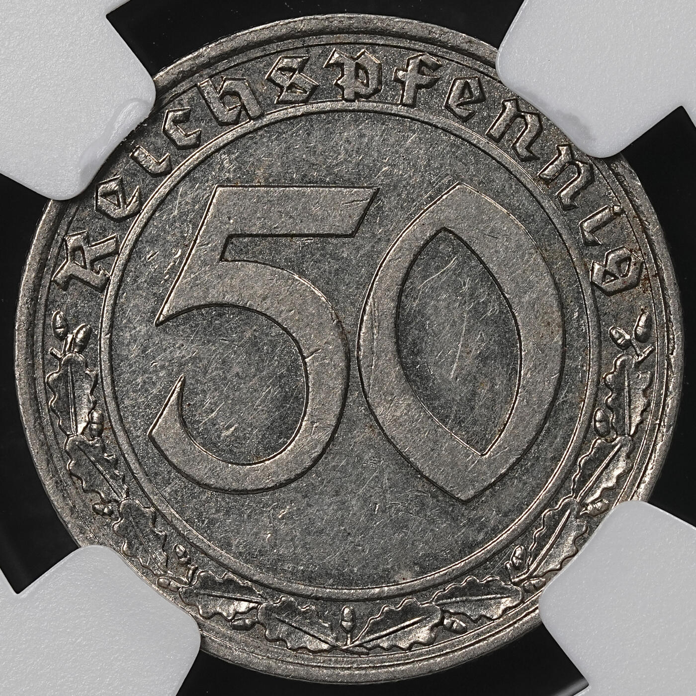 修遠堂世界钱币第101期 NGC MS62 1939德国50芬尼坦克币 A厂铭