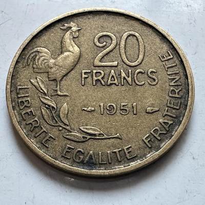 🌹外币初藏🌹🐯2026年第8场  每周二四六晚8️⃣点 接代拍 - 法国1951年20法郎