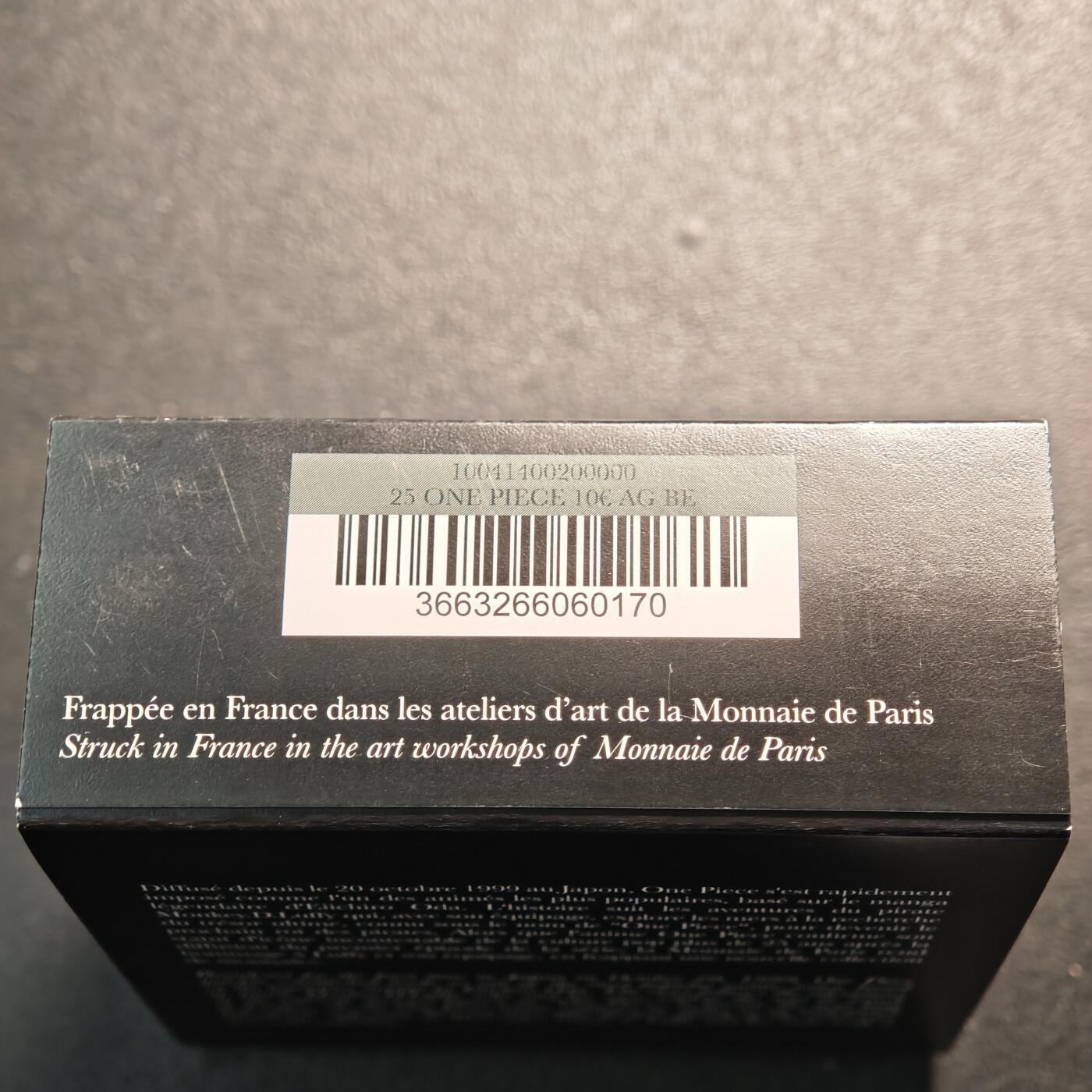 【德藏】世界币章拍卖第162期（拍品征集中~欢迎藏友联系） 2025年 法国青春系列-海贼王10欧元矩形精制纪念银币 原盒 原证书 38mm*29mm 22.2g 999银