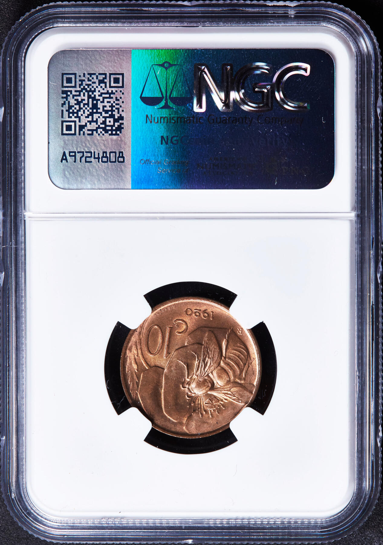 【俄甄集藏】“万象更新、马呈祥瑞”迎新春俄甄精品场-2026年(047)01-21 星期三 晚 19:30 全场包邮 意大利1920年R版伊曼纽尔三世蜜蜂10分铜币，NGC MS64RB，原铜色，转光品相，钱币史上十分经典的设计，热门品种