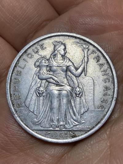 2026年第八场(总第一百七十七场）外国好品散币场(免佣金) - 法属波利尼西亚🇵🇫1965单年份5法郎(第一版，Owl–猫头鹰标)