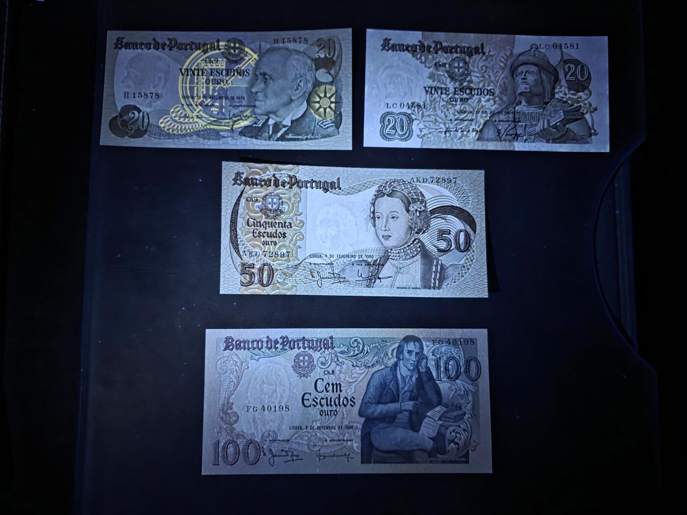 叁拾收藏第34期 葡萄牙早期小面值4张  UNC