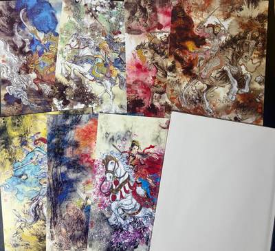 NO.21 好又多金牌大场，新店点关注不迷路！每周一站式配齐，方便凑单！（周6晚8点截拍，卖家送拍0抽成！） - 【亲签色纸】墨染水浒 莹彩意 A4大卡一套7张（秦明亲签）送卡页