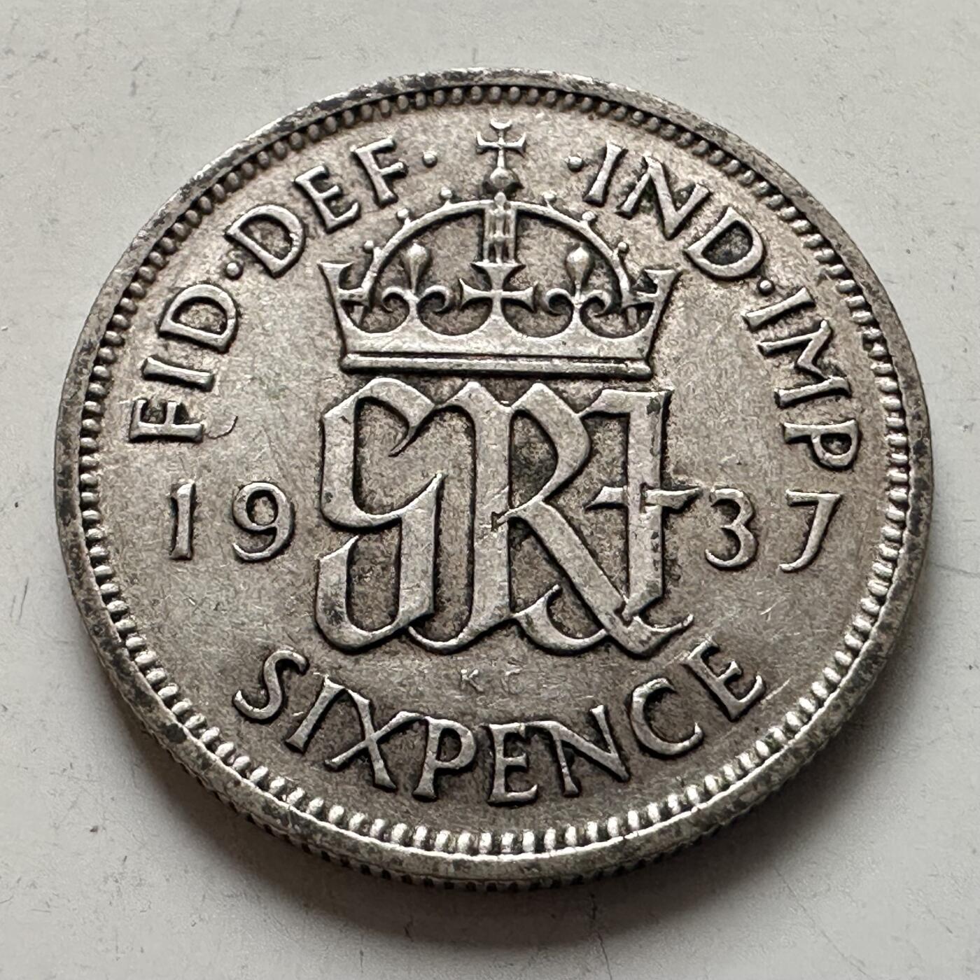 🌹外币初藏🌹🐯2026年第8场  每周二四六晚8️⃣点 接代拍 英国1937年6便士银币 2.8克50%银 b