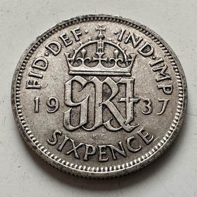 🌹外币初藏🌹🐯2026年第8场  每周二四六晚8️⃣点 接代拍 - 英国1937年6便士银币 2.8克50%银 b