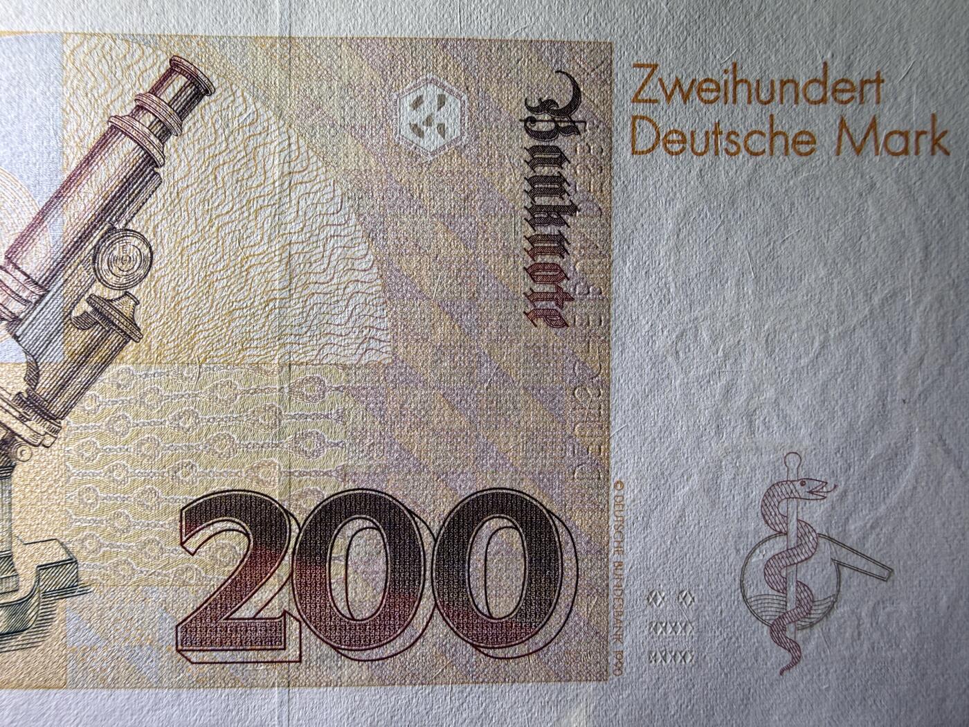 《艾美收藏》第229期-1.18周日外币荟萃 德国200马克 UNC 1989年 德国医学家保罗·埃尔利希 AA冠