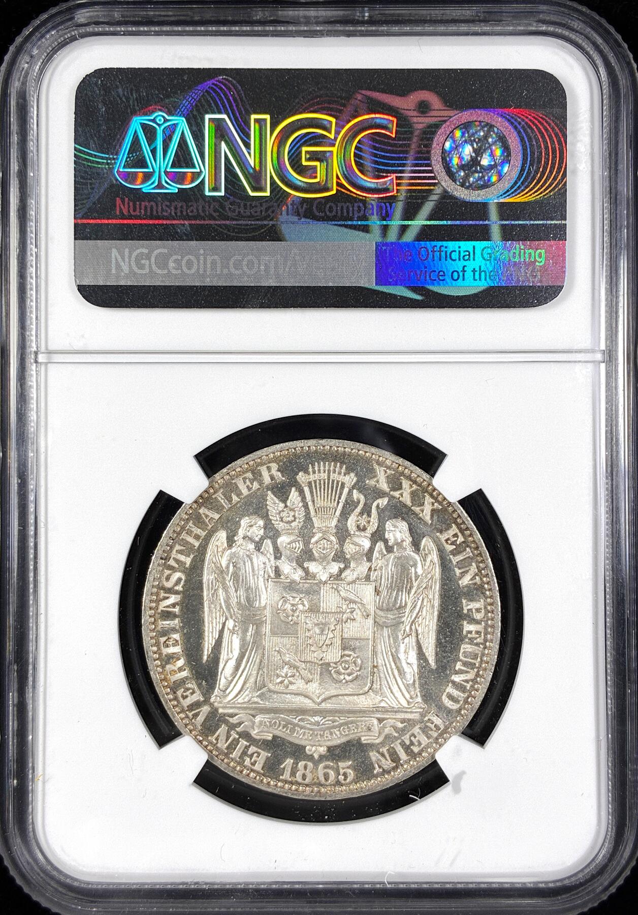 【雨安】【直播拍卖】【第0124期-评级币章】2026-01-17 周六 19:30 [评级德国] Germany 德国 德意志 绍姆堡-利珀 1泰勒 1865年 NGC-MS64PL