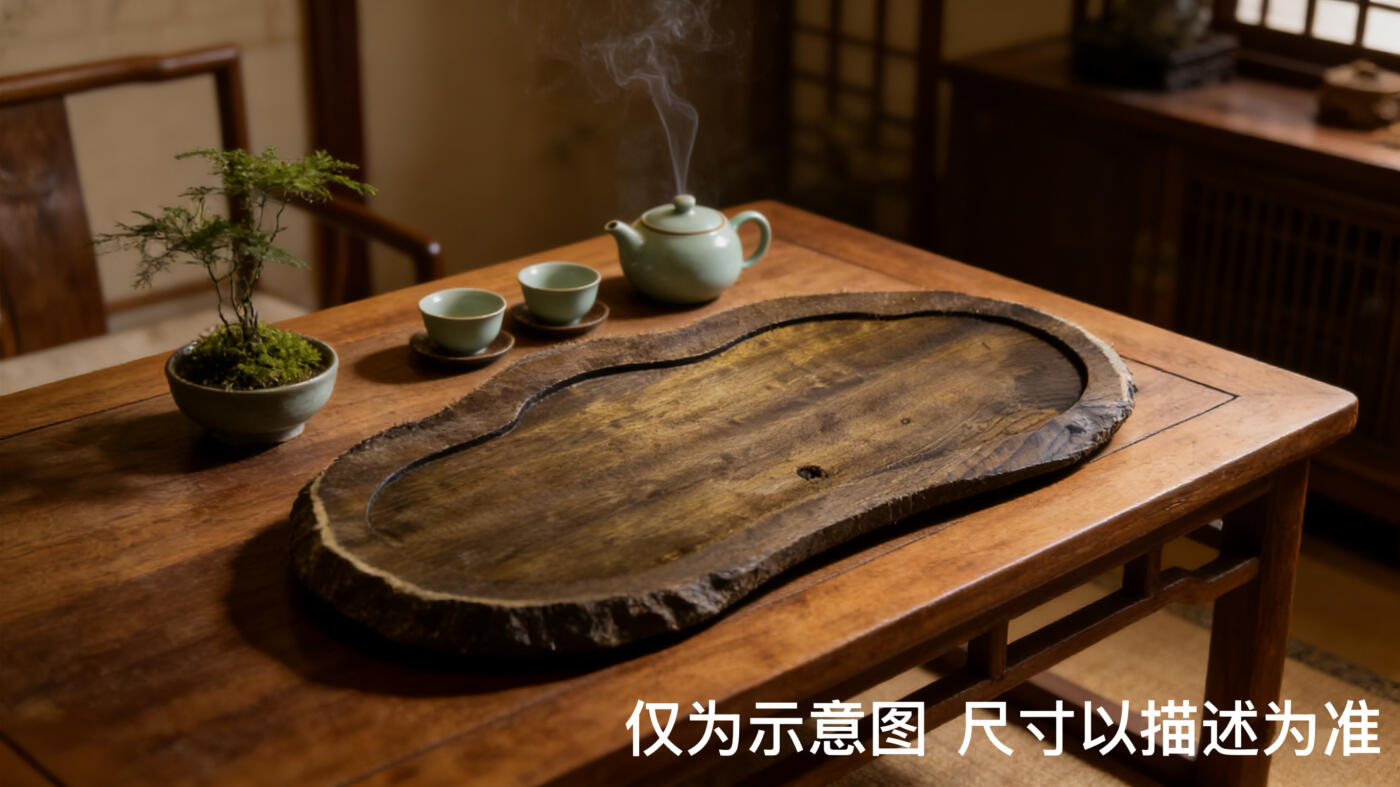 零元拍： NO.60 满纹满金丝雨滴纹 金丝楠 茶盘，尺寸约435/180/厚39MM，2.6公斤满果香，满金丝满水波，未上漆上蜡