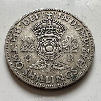 🌹外币初藏🌹🐯2026年第8场  每周二四六晚8️⃣点 接代拍 - 英国1942年2先令银币 11.3克50%银 a