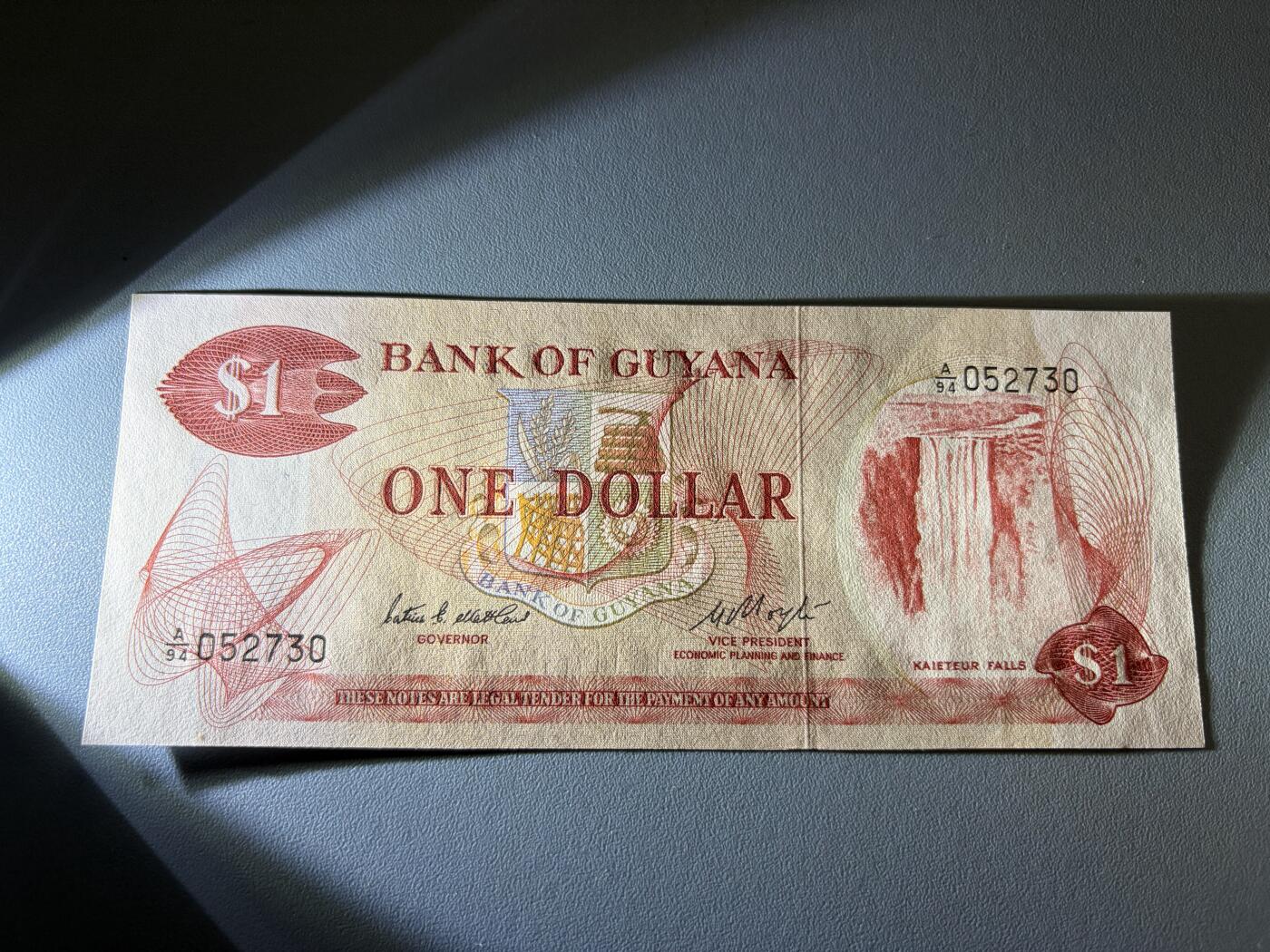 咖啡豆•收藏 2026年Jan_21th世界各国纸币拍卖 圭亚那 1966-92年 1元 全新UNC 外国纸币