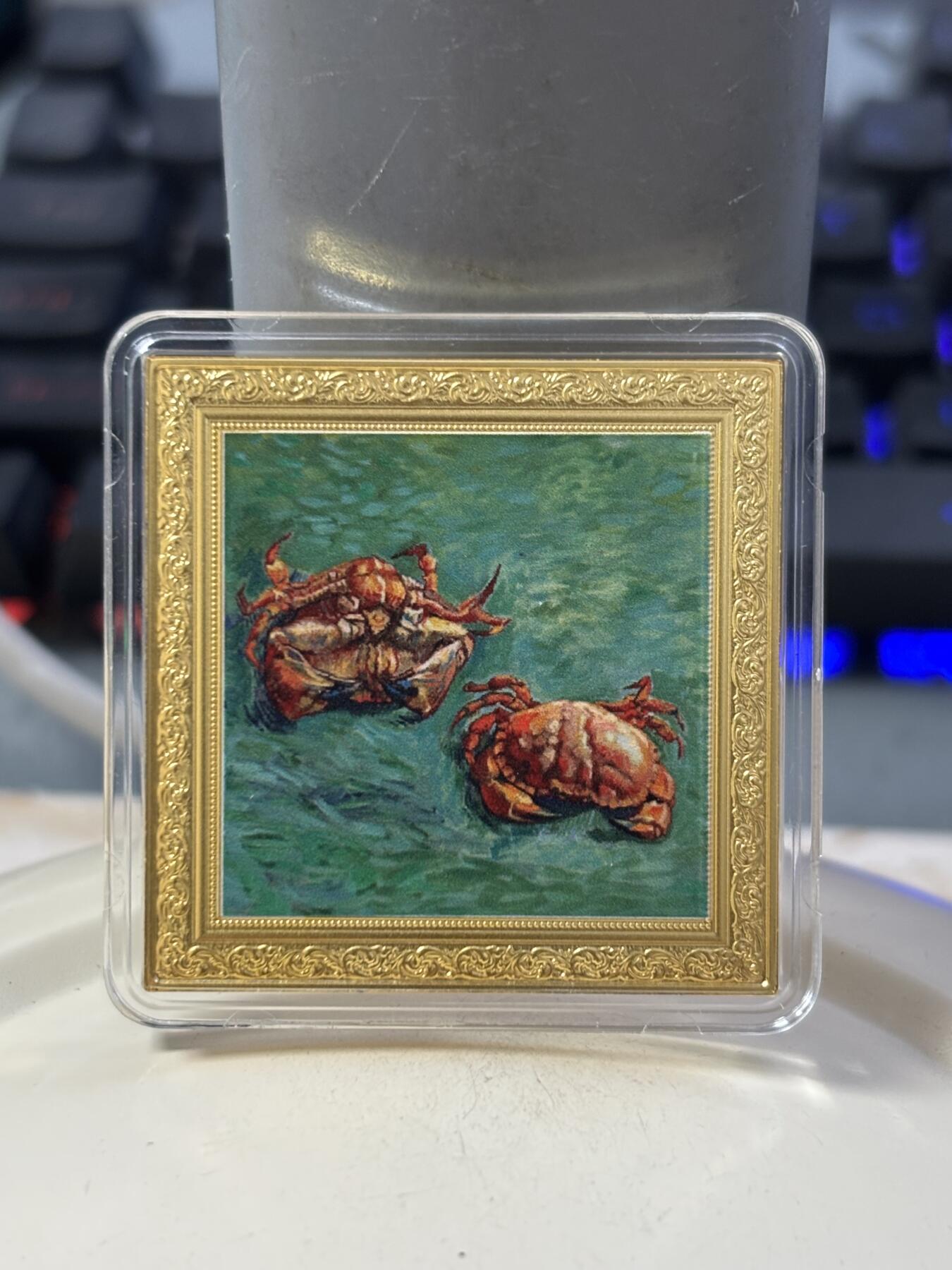 第188期拍卖 纽埃2023年世界名画系列梵高的两只螃蟹镀金彩银币1盎司,999银，发行999枚，
