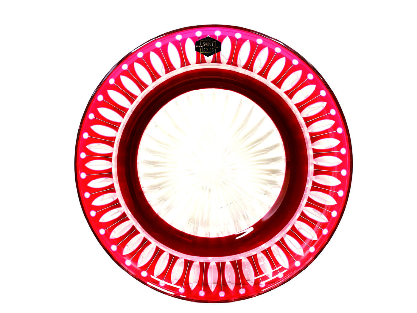 上海拍卖行2025年秋季古董珍玩拍卖会 法国St.Louis(圣路易斯)Tommy系列鸽血红套色水晶果盘(直径:29cm)