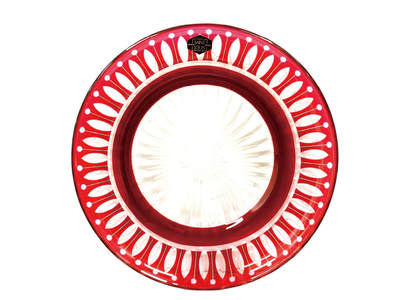 上海拍卖行2025年秋季古董珍玩拍卖会 - 法国St.Louis(圣路易斯)Tommy系列鸽血红套色水晶果盘(直径:29cm)