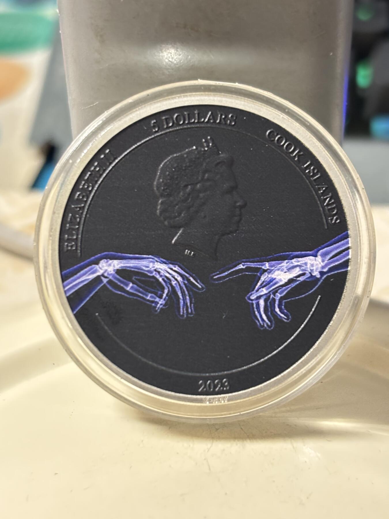 第188期拍卖 库克2023年X光3米开朗基罗创世纪1盎司银币，999银，发行1500枚