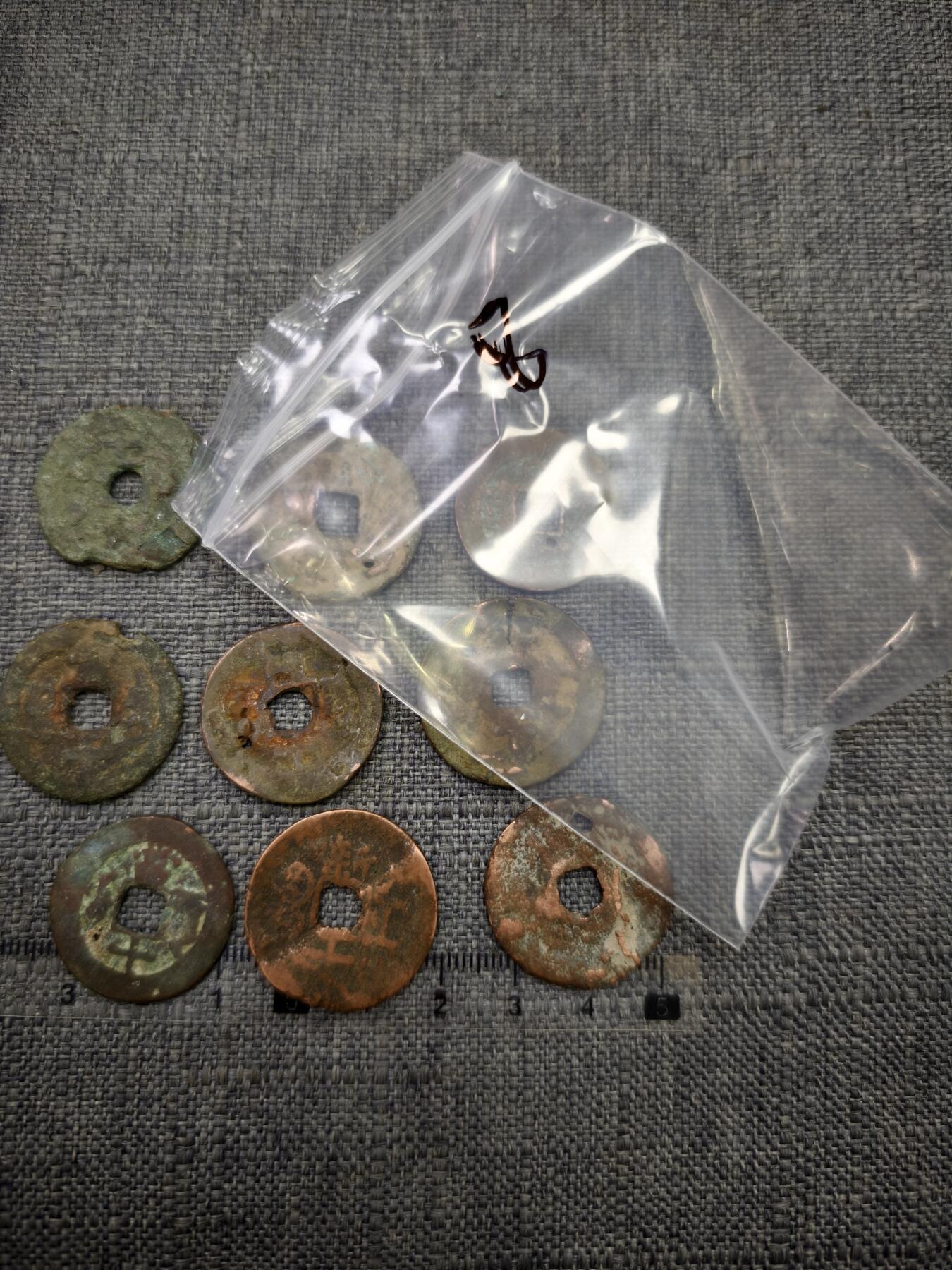 107期新疆红钱粟特钱币丝路钱币专场 毛病新疆红钱版式一组九个