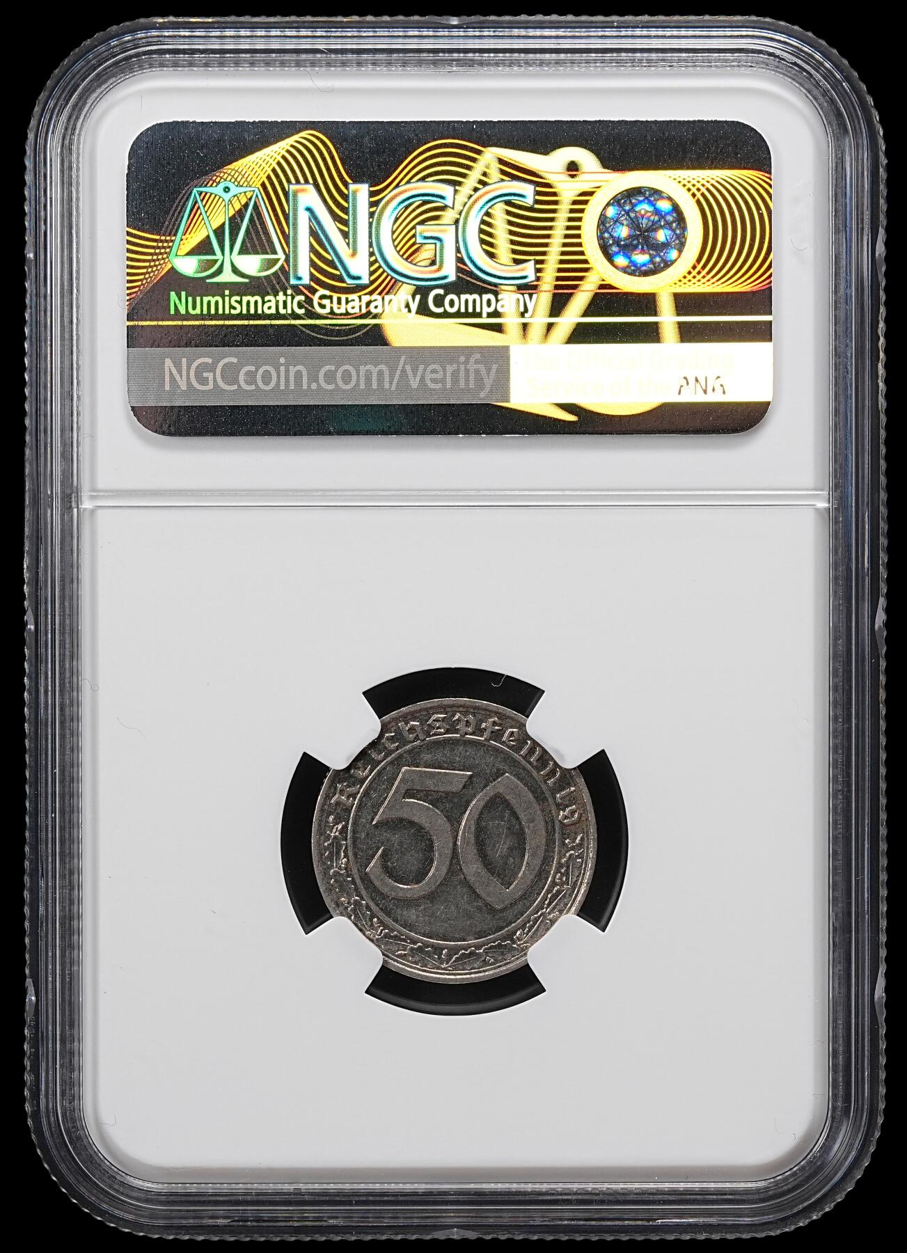 修遠堂世界钱币第101期 NGC MS62 1939德国50芬尼坦克币 A厂铭