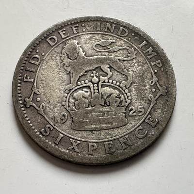 🌹外币初藏🌹🐯2026年第8场  每周二四六晚8️⃣点 接代拍 - 英国1925年6便士银币 2.8克50%银 b