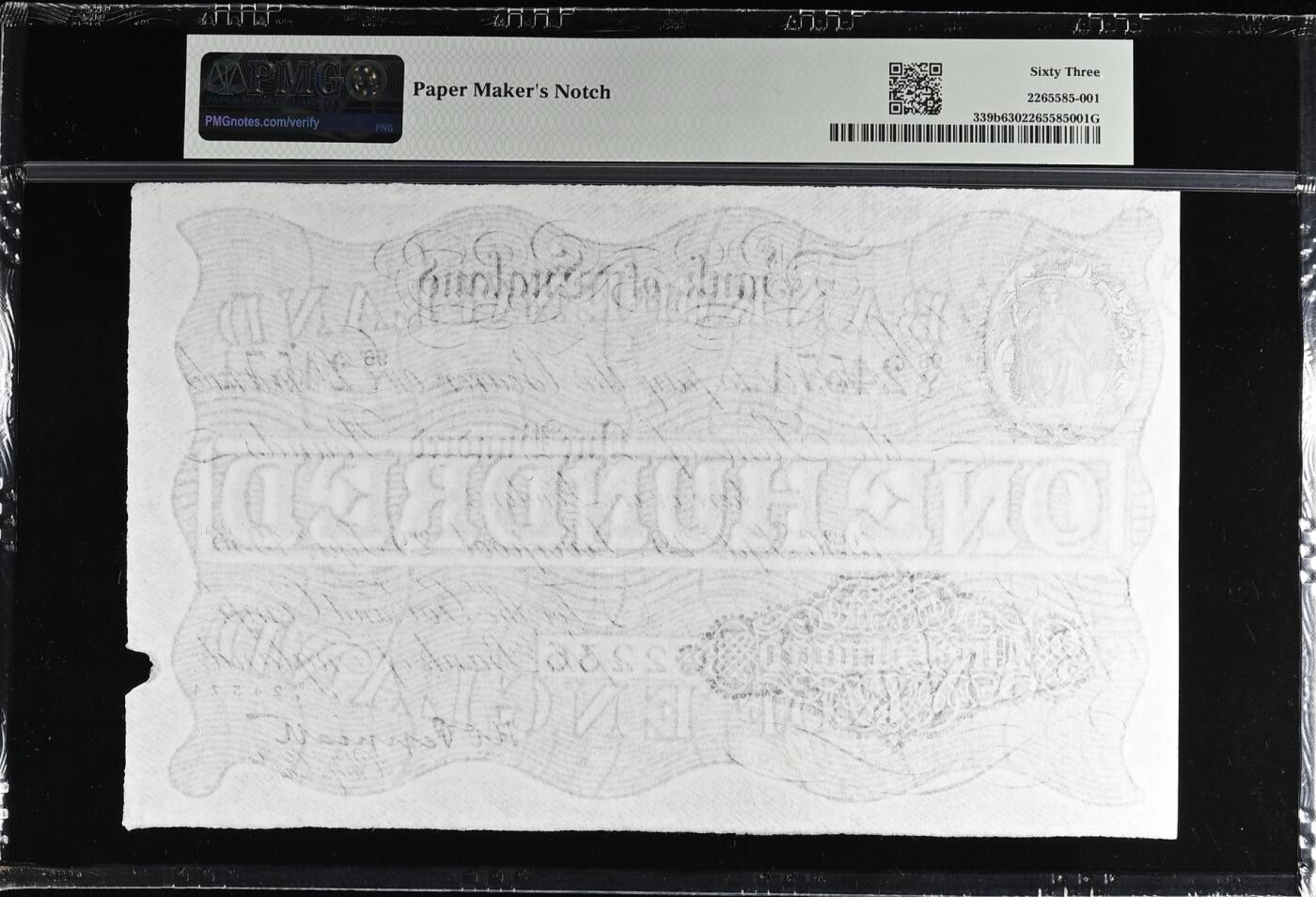 《艾美收藏》第229期-1.18周日外币荟萃 英格兰100镑 PMG63 1934-1938年白镑 右侧缺口为出厂自带 大票幅