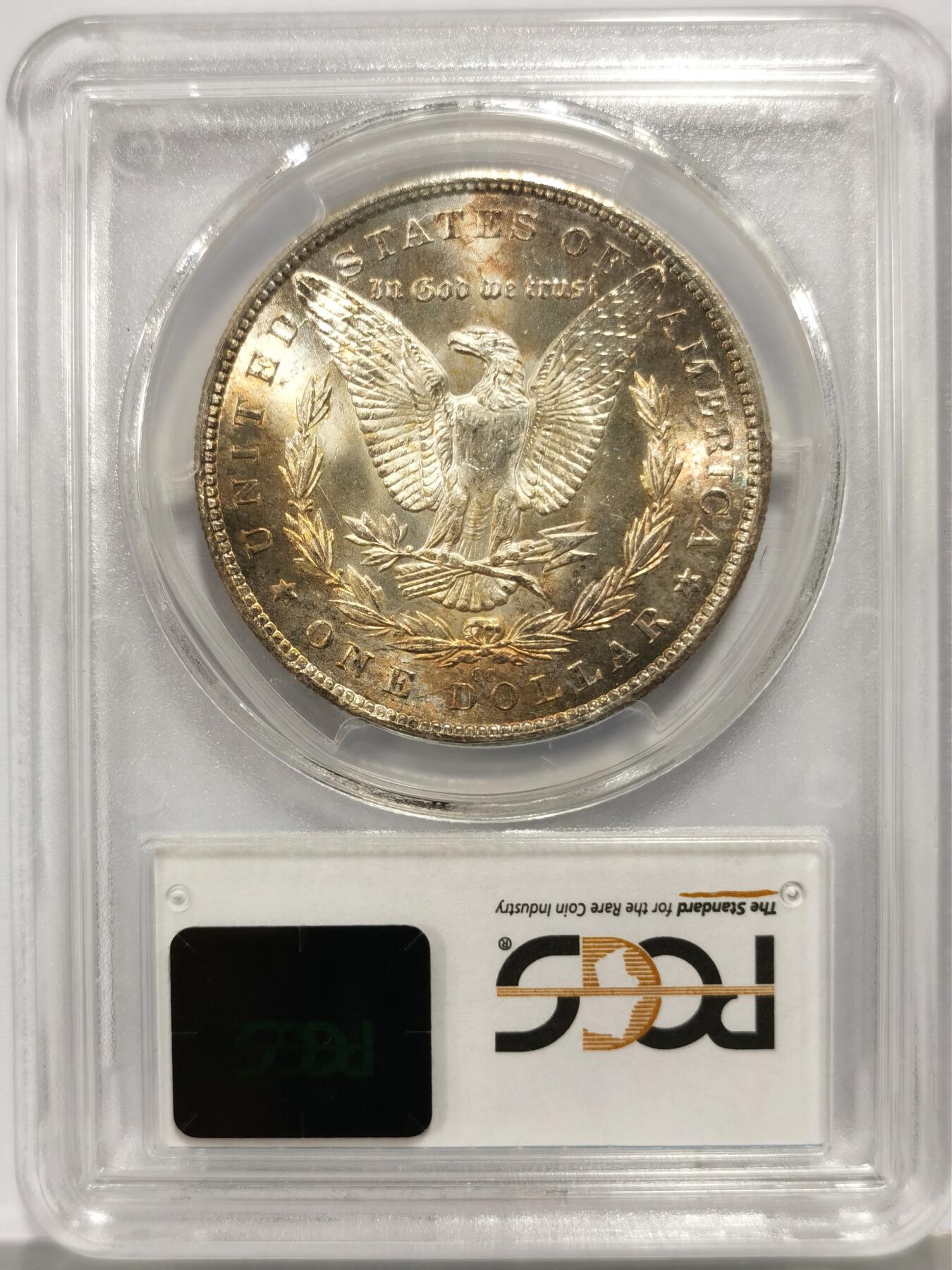 博洋堂世界钱币拍卖第157期（全场包邮） PCGS MS65 美国1882年CC版摩根银币，稀少卡森厂，双面带彩包浆，分数一步到位