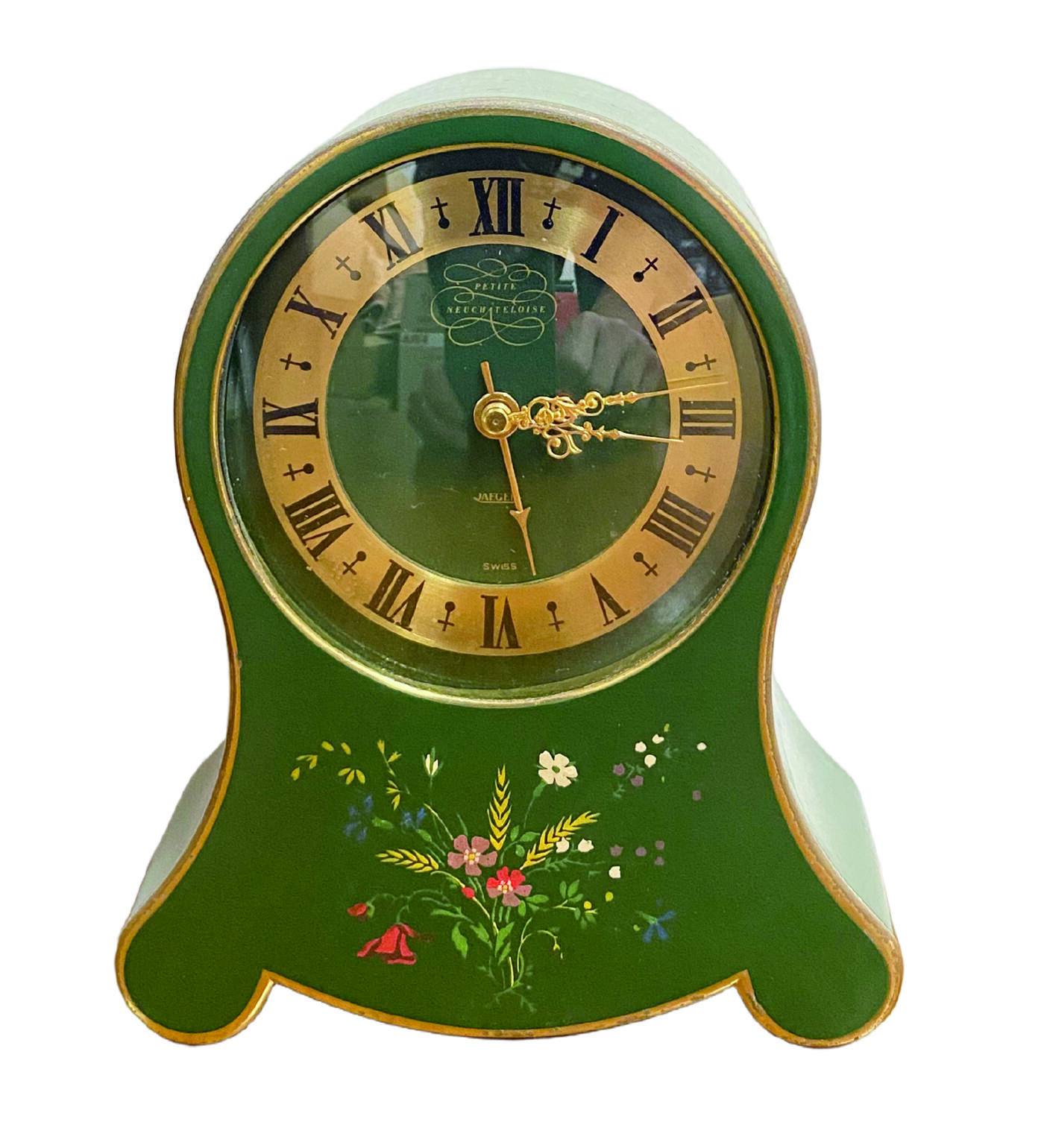 上海拍卖行2025年秋季古董珍玩拍卖会 积家手绘绿珐琅花卉音乐座钟(H:12.5cm,附闹钟功能)