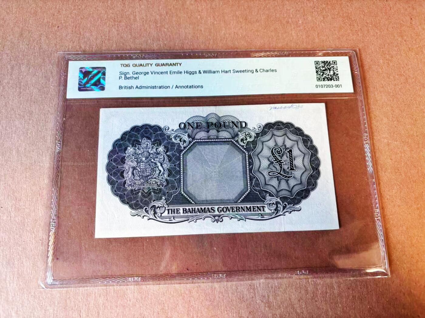 【Blue Auction】世界纸币精拍第776期——18级TOP拍卖/信誉/品质/专业/高效💫  【c版】巴哈马 1953年1镑 大冠女王 TQG53