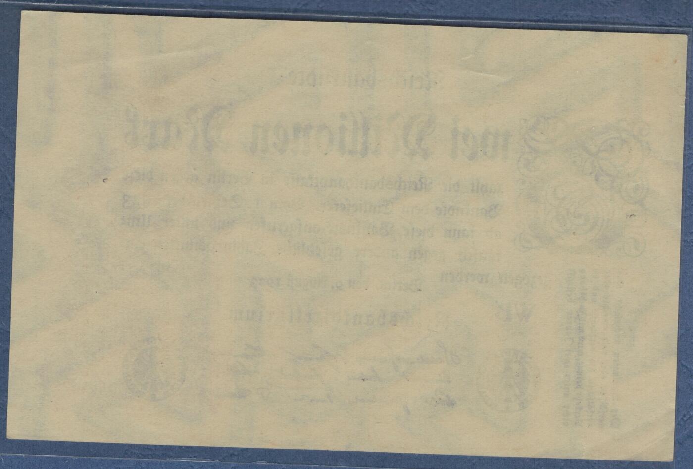 德国1923年200万(2000000)马克 P-104a E型水印(星纹内的G/D字母) 实物图 近九品