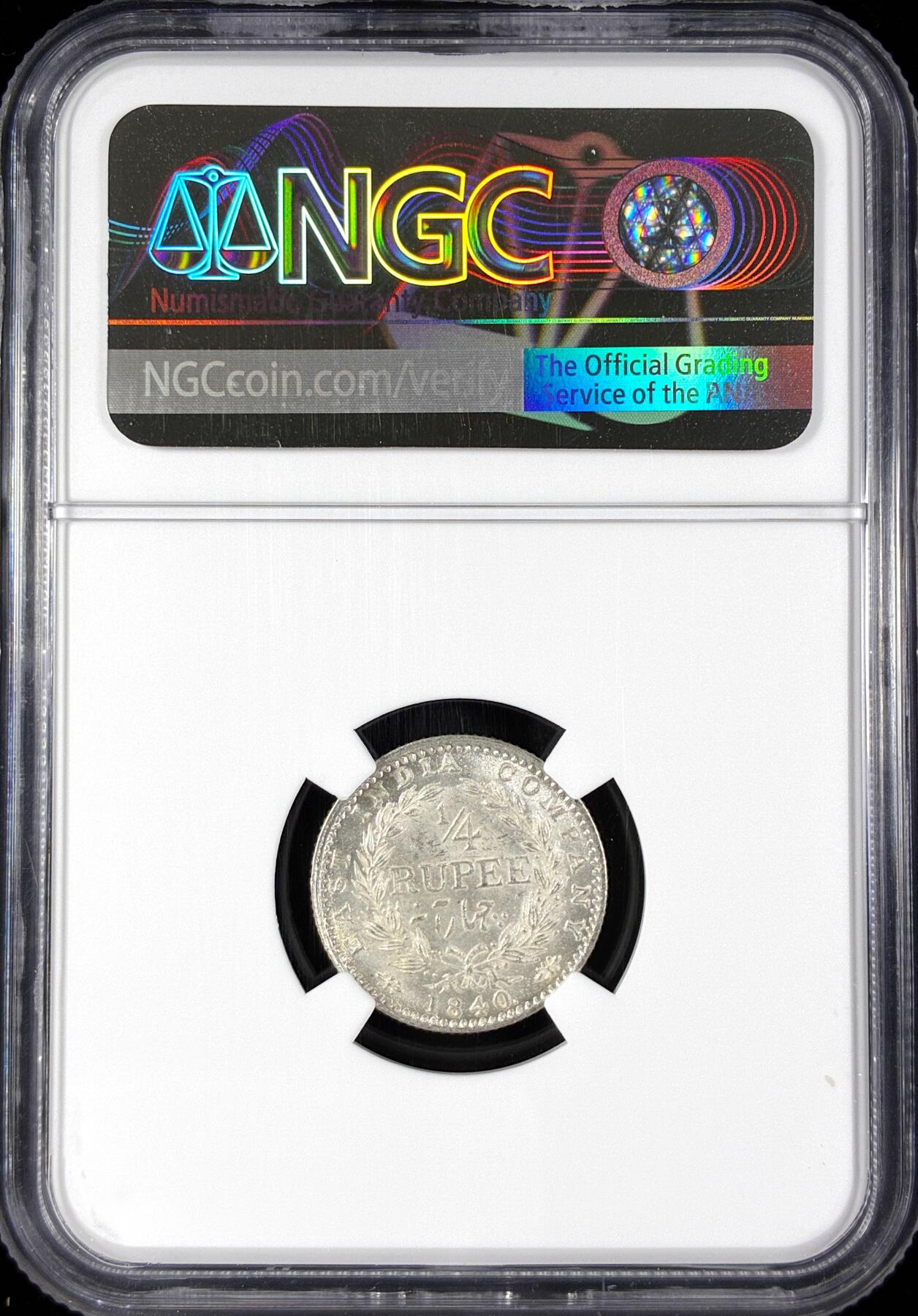 【雨安】【直播拍卖】【第0124期-评级币章】2026-01-17 周六 19:30 [评级亚洲] India 英属印度 1/2卢比 1840年 维多利亚  NGC-MS62