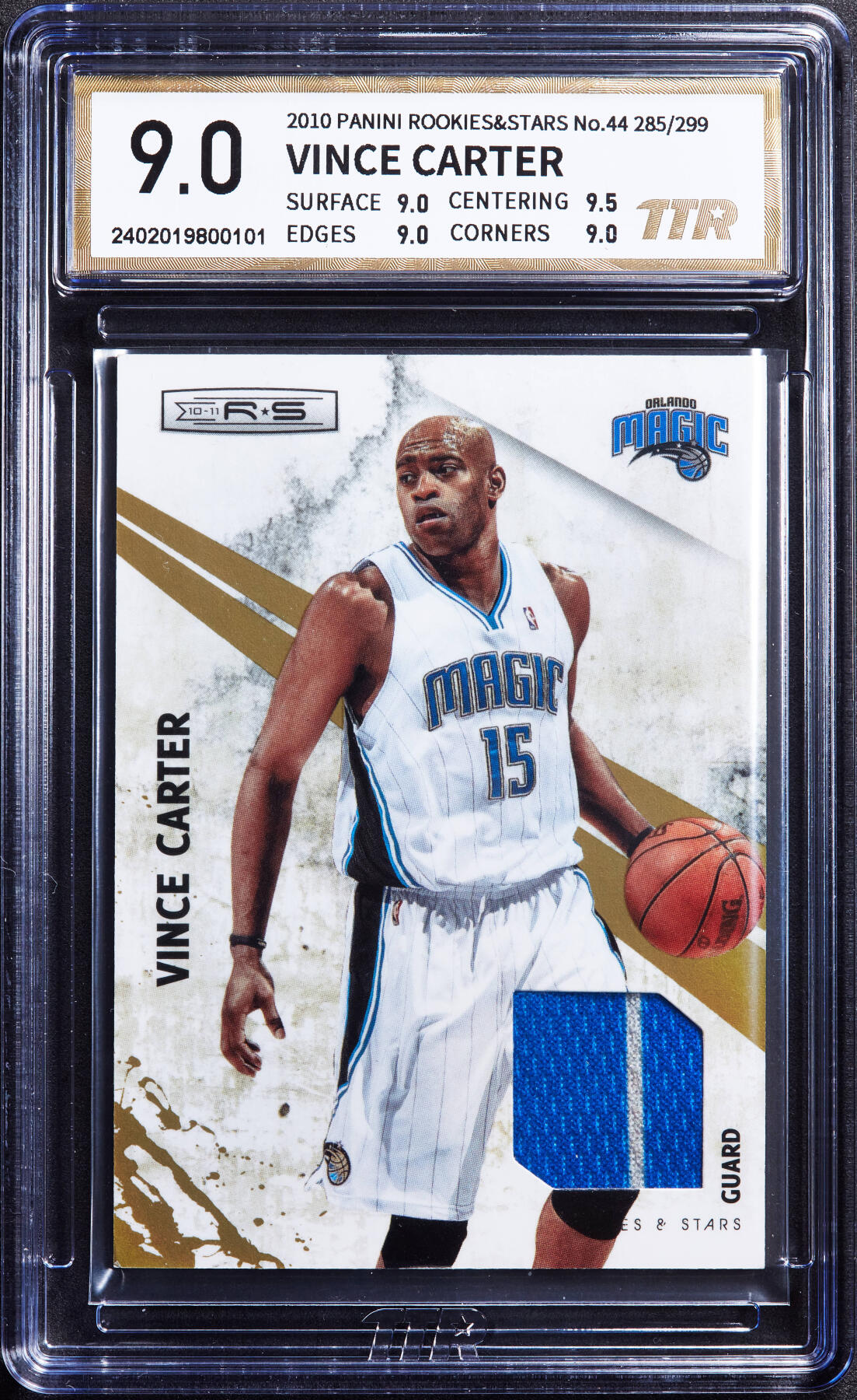 【俄甄集藏】“万象更新、马呈祥瑞”迎新春俄甄精品场-2026年(047)01-21 星期三 晚 19:30 全场包邮 卡片-Panini NBA美国篮球明星文森·卡特，TTR 9.0，2010年落场球衣原件