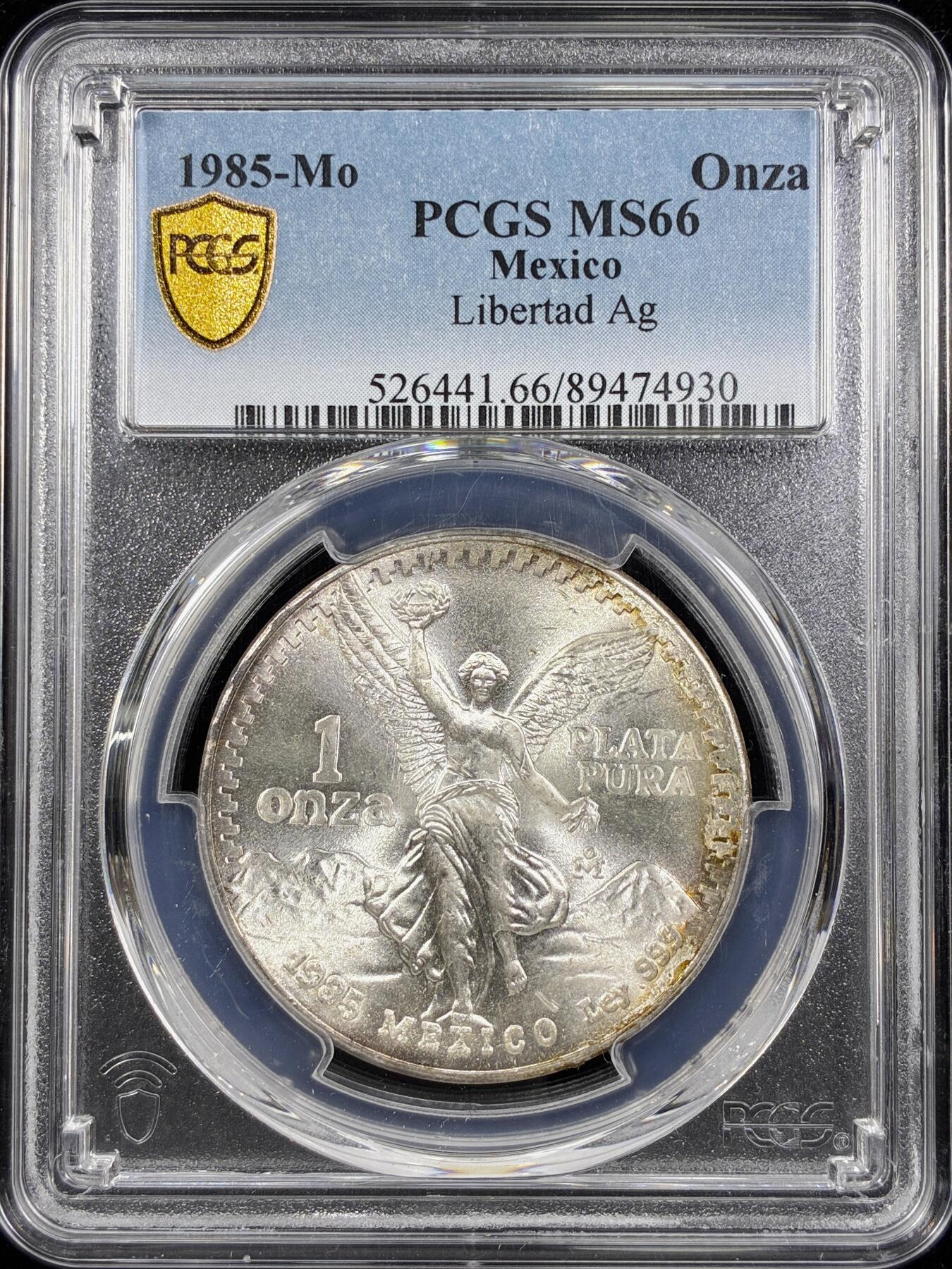 【雨安】【直播拍卖】【第0124期-评级币章】2026-01-17 周六 19:30 [评级现代] Mexico 墨西哥 投资银 自由女神 1盎司 1985年  PCGS-MS66