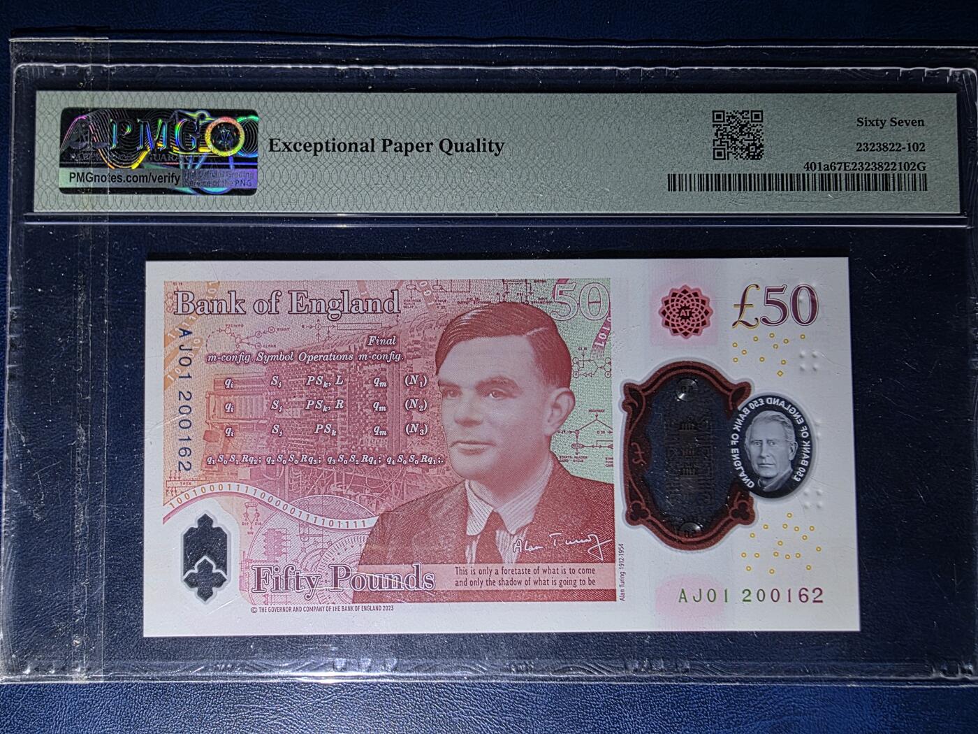 叁拾收藏第34期 英国查尔斯50镑  首发AJ01冠  无47  PMG67