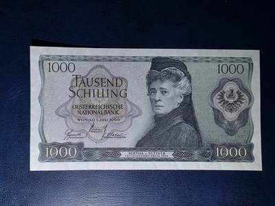 叁拾收藏第34期 - 奥地利1966年1000先令  苏特纳  UNC