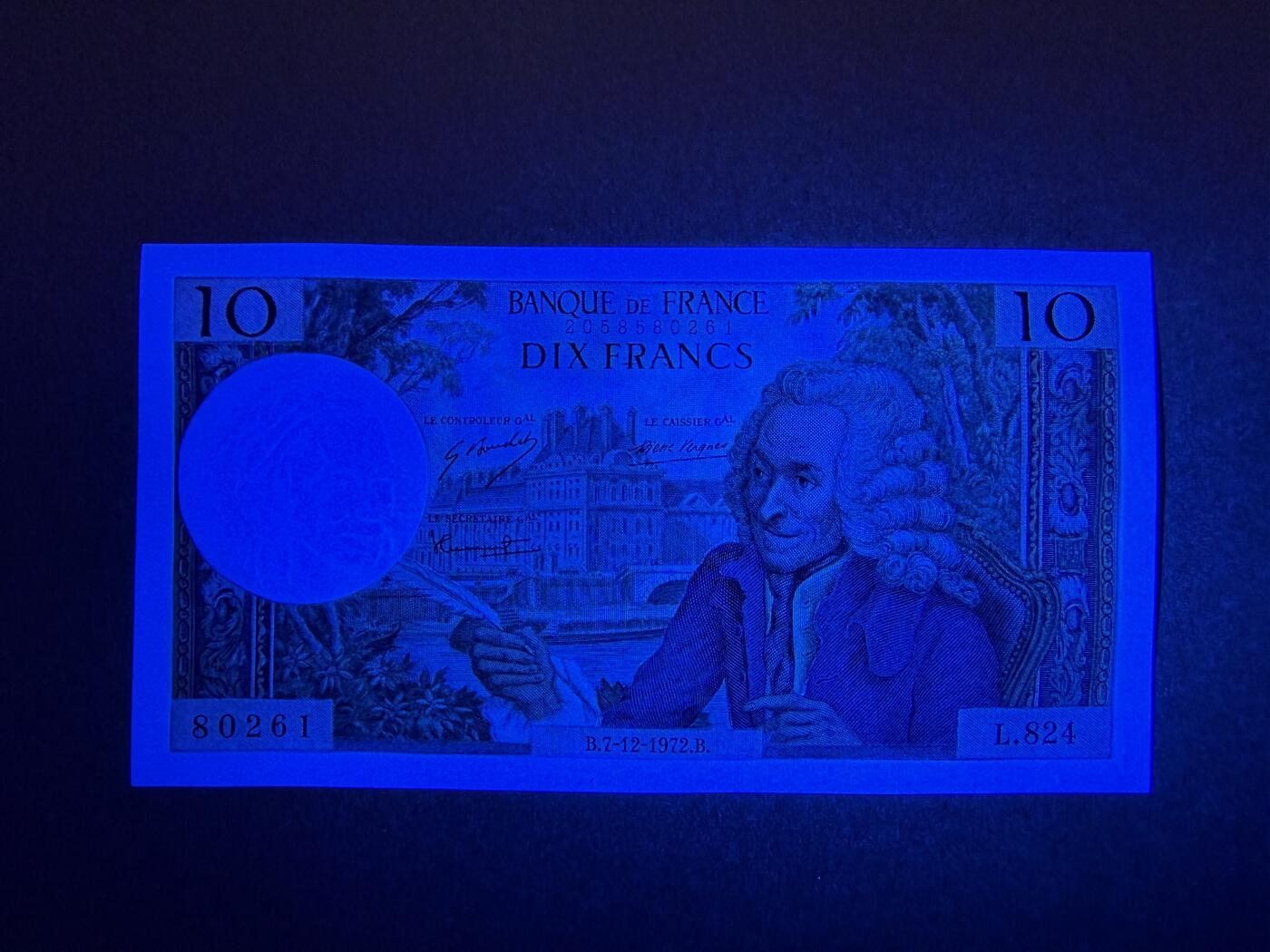 《艾美收藏》第229期-1.18周日外币荟萃 法国10法郎 UNC 1972年 法国作家伏尔泰 无47