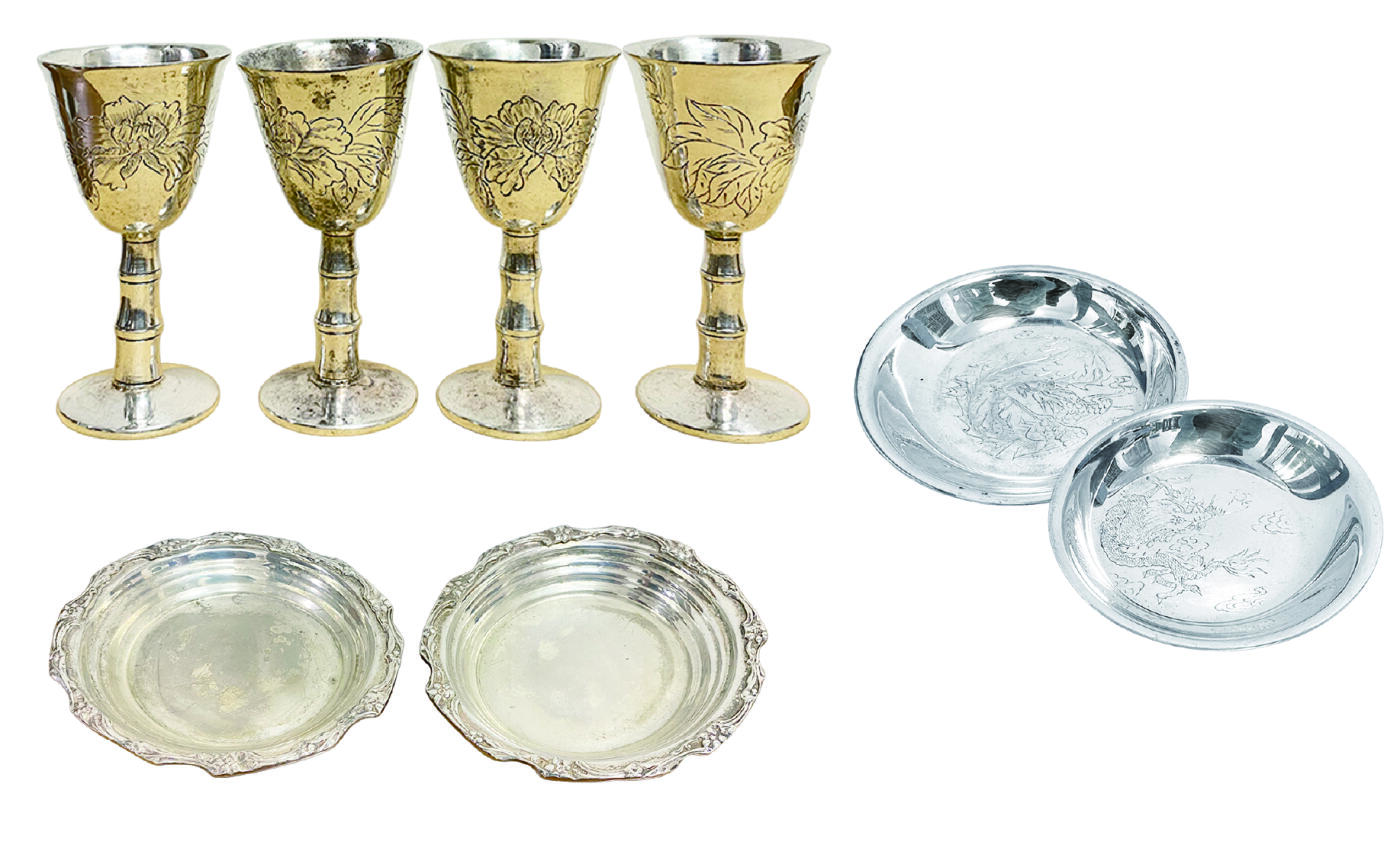 上海拍卖行2025年秋季古董珍玩拍卖会 欧洲镀银果碟配酒杯(直径:15cm)