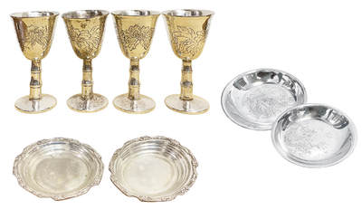 上海拍卖行2025年秋季古董珍玩拍卖会 - 欧洲镀银果碟配酒杯(直径:15cm)