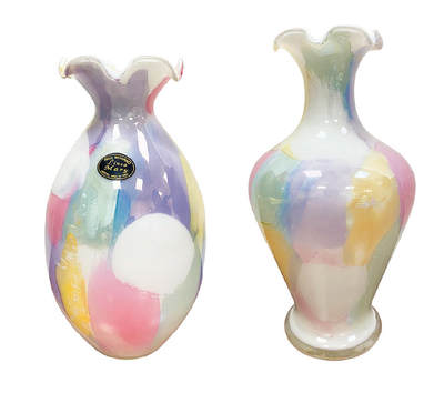 上海拍卖行2025年秋季古董珍玩拍卖会 - 意大利MURANO设计款炫彩花瓶(H:19.5cm,H:18cm)