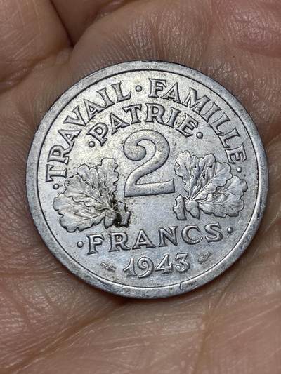 2026年第八场(总第一百七十七场）外国好品散币场(免佣金) - 法国🇫🇷1943年2法郎(维希傀儡政府时期)