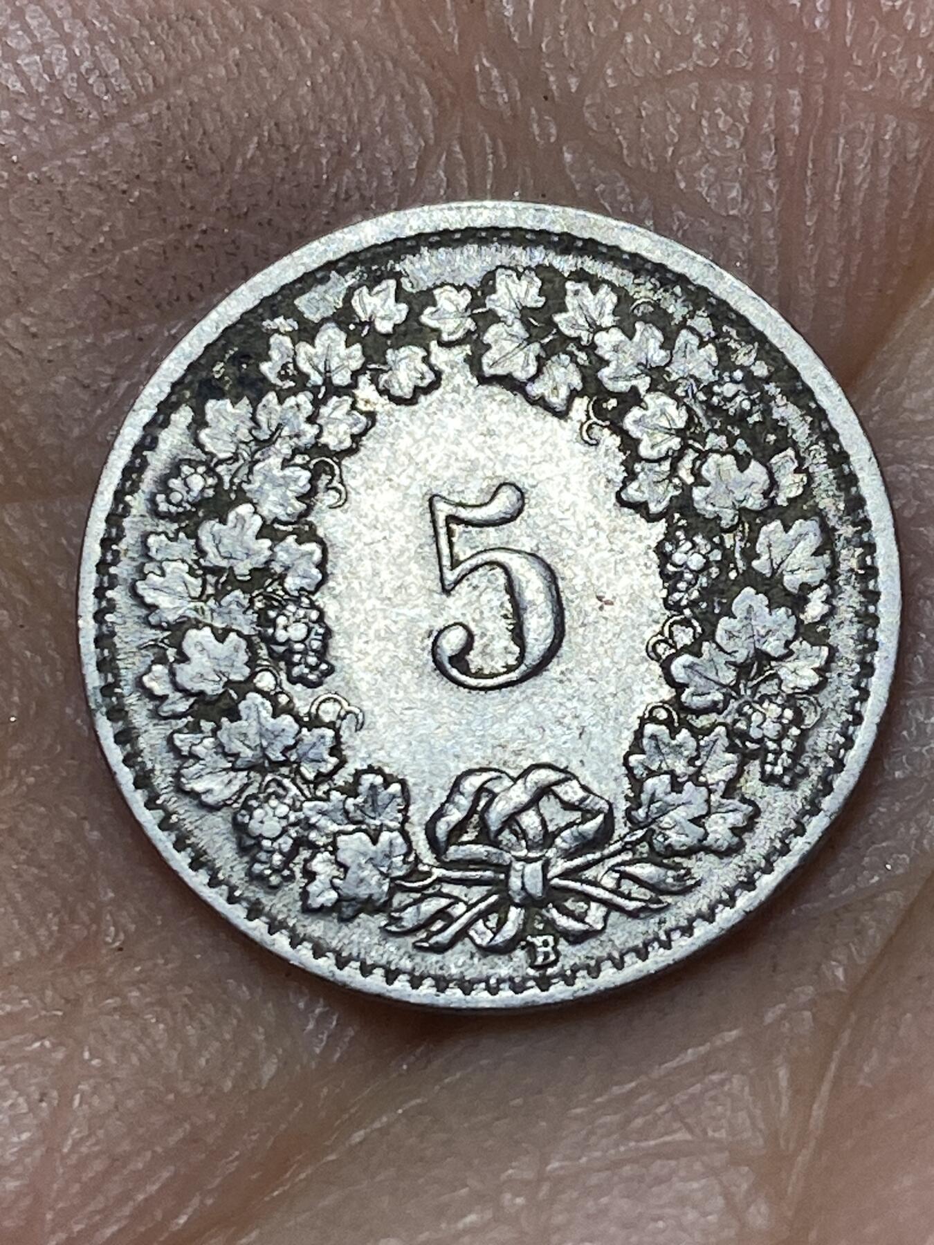 2026年第八场(总第一百七十七场）外国好品散币场(免佣金) 少见版本–瑞士🇨🇭1937年5拉彭(第四版，B标伯尔尼造，纯镍材质版)