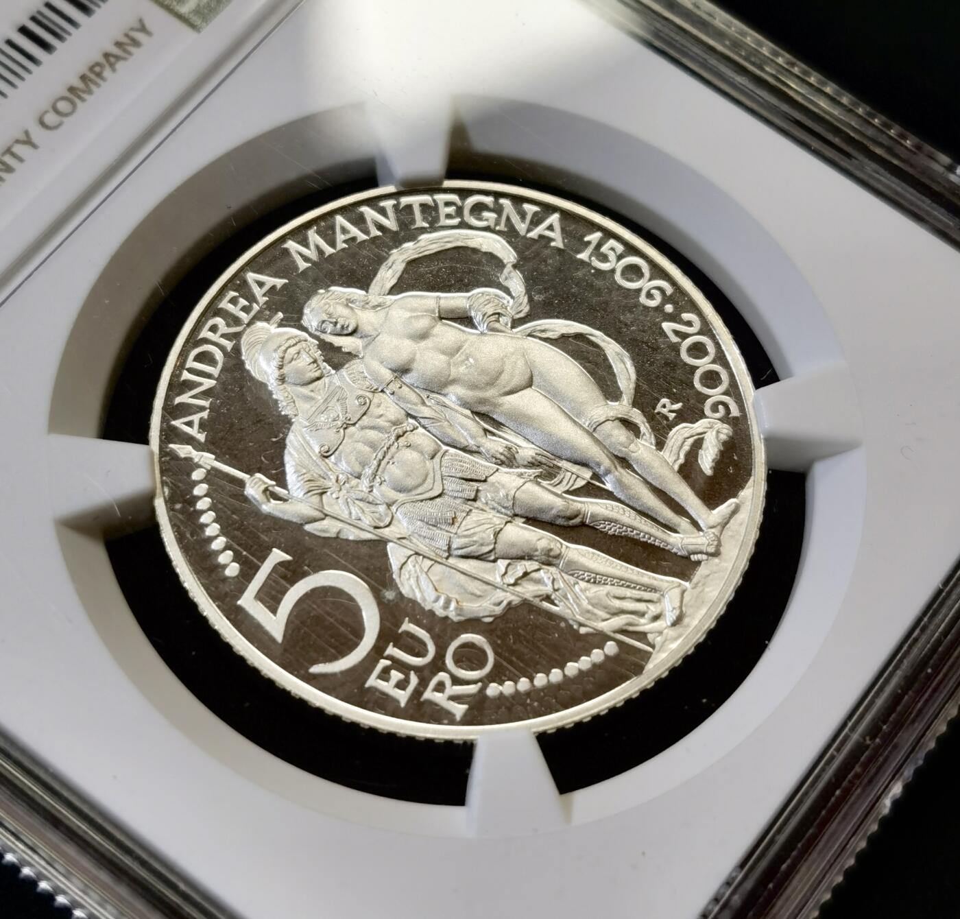 甄臻铺-世界币章拍卖（第48期）精品场拍品征集中，送拍享返佣金等优惠多多 NGC-PF69 分圣马力诺2006年5欧元银币，意大利画家安德烈亚·曼特尼亚逝世500周年精制纪念银币