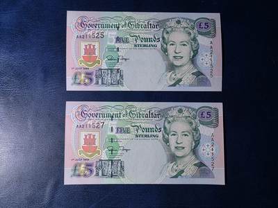叁拾收藏第34期 - 直布罗陀1995年5镑  少见纪念钞  UNC