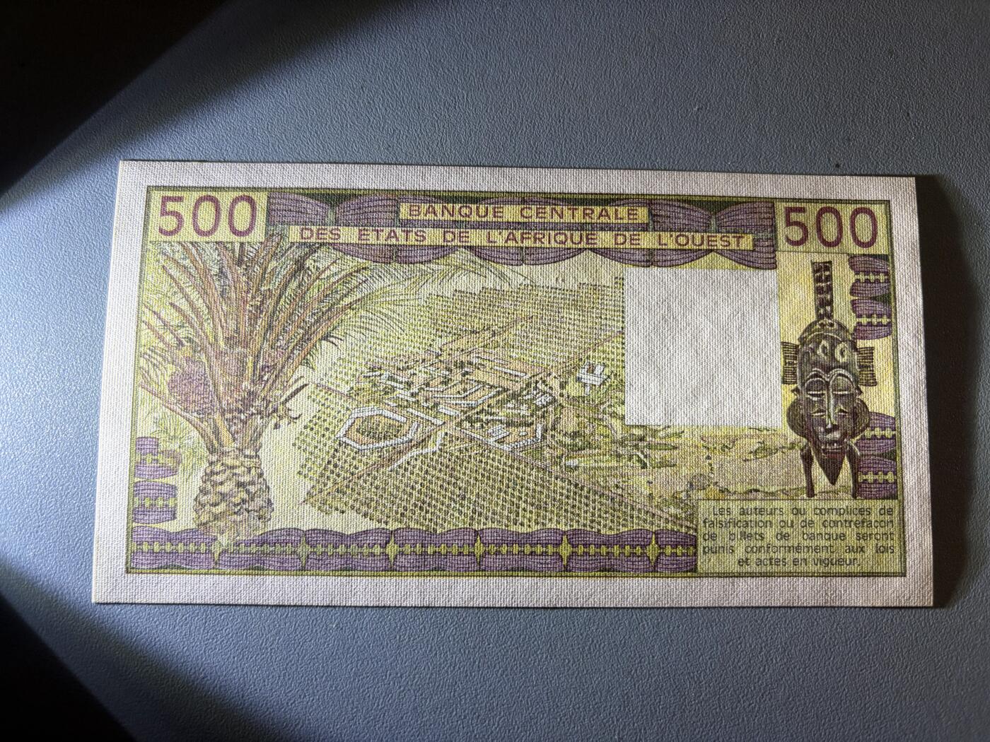 咖啡豆•收藏 2026年Jan_21th世界各国纸币拍卖 西非多哥 1985年 500法郎 全新UNC 外国纸币