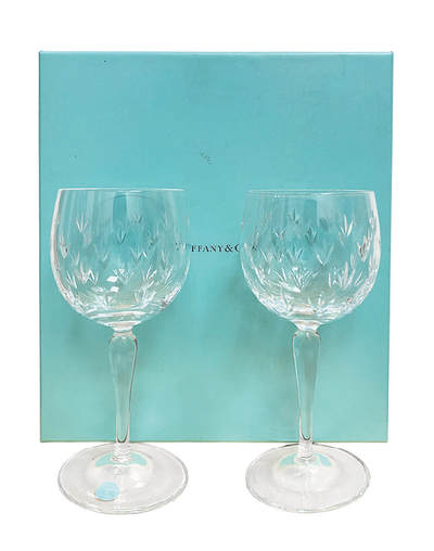 上海拍卖行2025年秋季古董珍玩拍卖会 - 美国Tiffany高脚水晶红酒杯(H:17.5cm,原装盒)