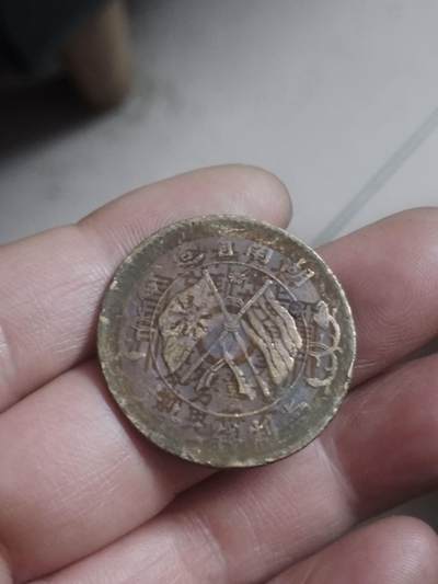 小小小钱币 - 刻花山鬼雷公 湖南省造双旗二十文铜币。