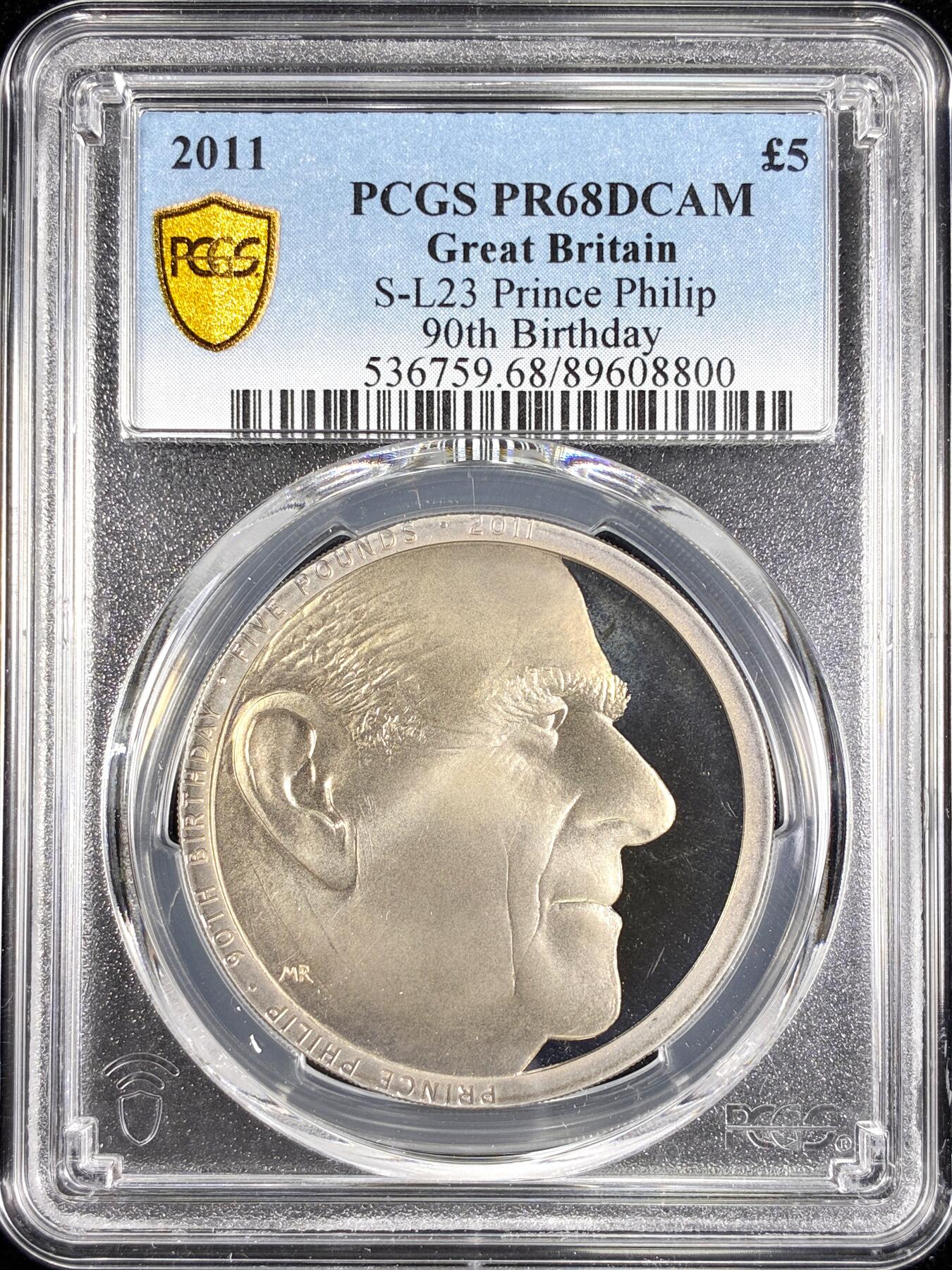 【雨安】【直播拍卖】【第0124期-评级币章】2026-01-17 周六 19:30 [评级现代] Great Britain 英国 5镑 2011年 菲利普王子 PCGS-PR68DCAM 精制币